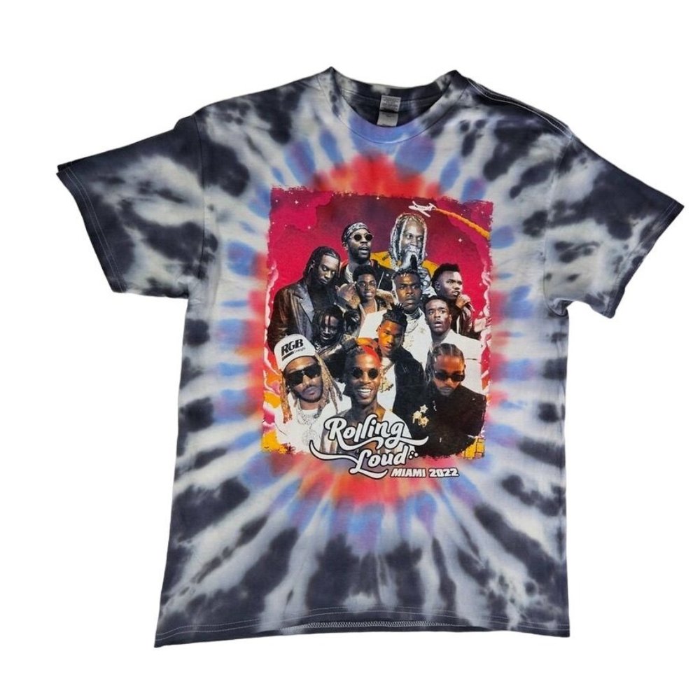 ROLLING LOUD Miami 2022 Shirt Tie Dye Mens Size LARGE